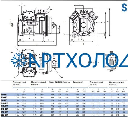 Компрессор S12-42Y (R-404A, R-507, R-134a, R-407C MBP) Frascold