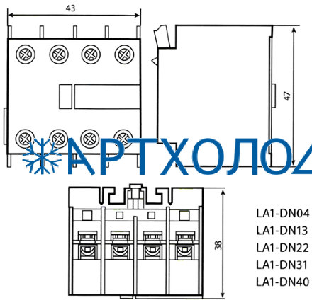 Блок доп. Контактов LA1-DN40 4NO Sassin